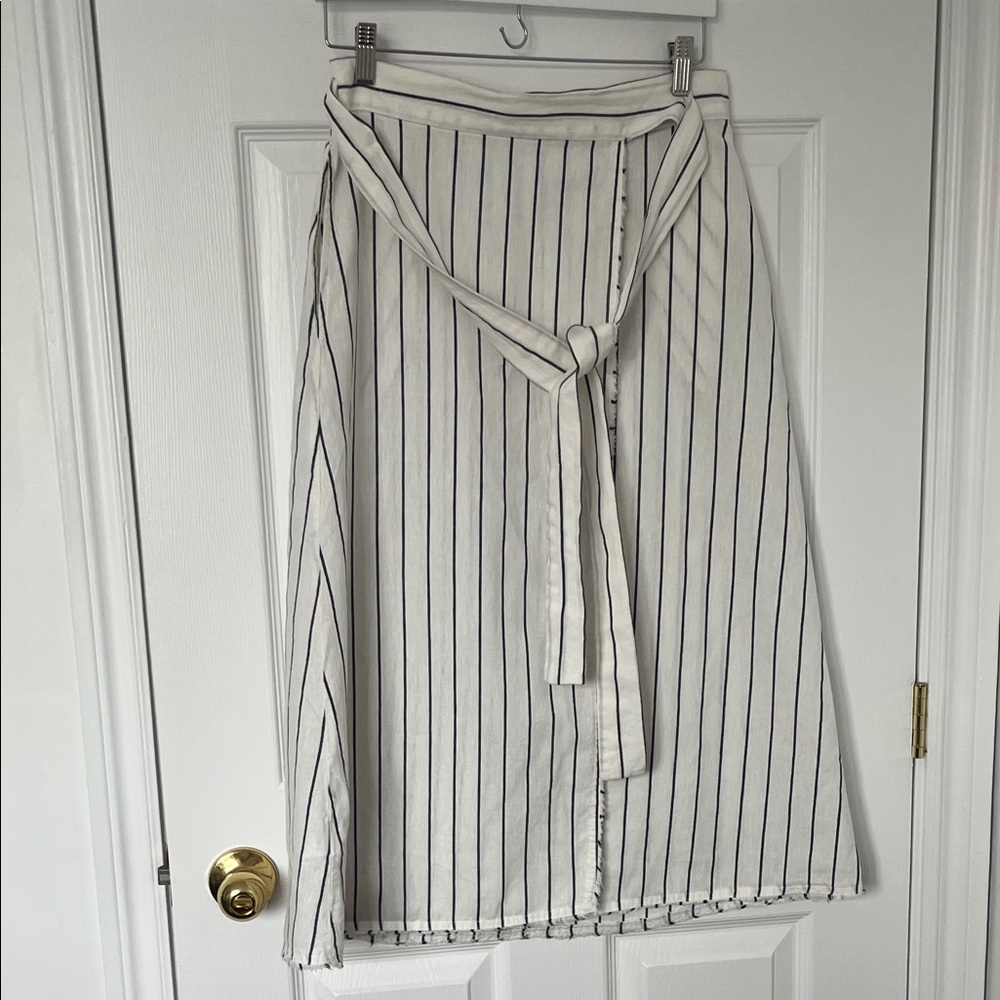 Mango Asymmetrical White and Black Striped Skirt